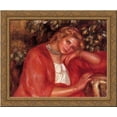thumbnail image 1 of Pensive Young Woman Leaning on Her Elbow 24x20 Gold Ornate Wood Framed Canvas Art by Renoir, Pierre Auguste, 1 of 2