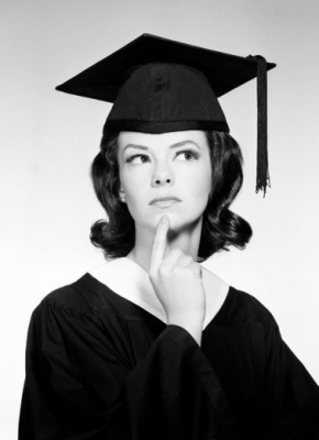 Pensive female graduate student Canvas Art - (18 x 24)
