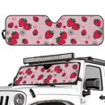 thumbnail image 1 of Uorisanigo Strawberry Print Windshield Sun Shade for 2007-2018 Jeep Wrangler JK JKU & 1997-2006 Jeep Wrangler TJ LJ, Front Window Sun Visor Blocks UV Rays Foldable Sunshade Easy to Install, 1 of 7