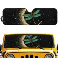 thumbnail image 1 of Pensura Windshield Sunshade Compatible with Jeep Wrangler Rubicon Sahara TJ JK JKU 2 Door & 4 Door, Moon Dragonfly Car Windshield Sun Shade Blocks Sunlight Heat UV Rays, 1 of 7