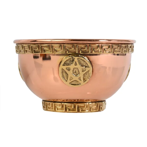 Pentacle Copper Offering Bowl For Altar Use, Rituals, Incense, Smudging, And