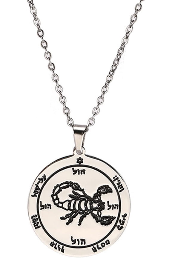 Pentacle Of Mars Witch Necklace For Men Key Of Solomon The King Blessed Stainless Steel Magic Talisman Pendant Protection Jewelry Gifts, 1.06*0.24inches, Stainless Steel, No Gemstone