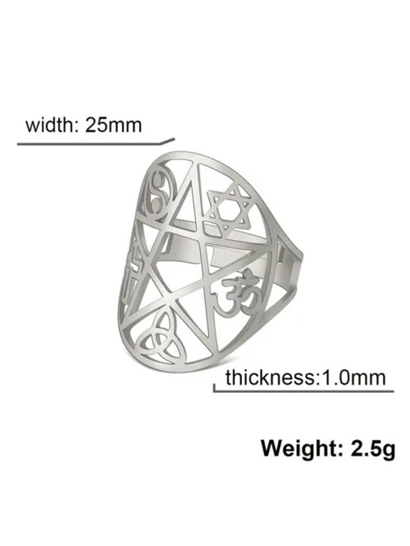 Pentacle Pentagram Adjustable Rings Triquetra Knot Yin Yang Cross Om Symbol Ring