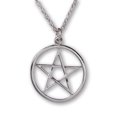 thumbnail image 1 of Pentacle Polished Silver Finish Medieval Renaissance Pendant Necklace by Real Metal NK-11, 1 of 5