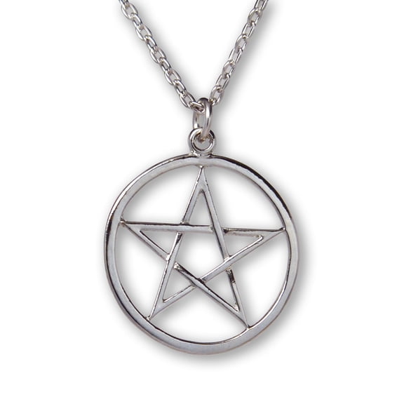 Pentacle Polished Silver Finish Medieval Renaissance Pendant Necklace by Real Metal NK-11