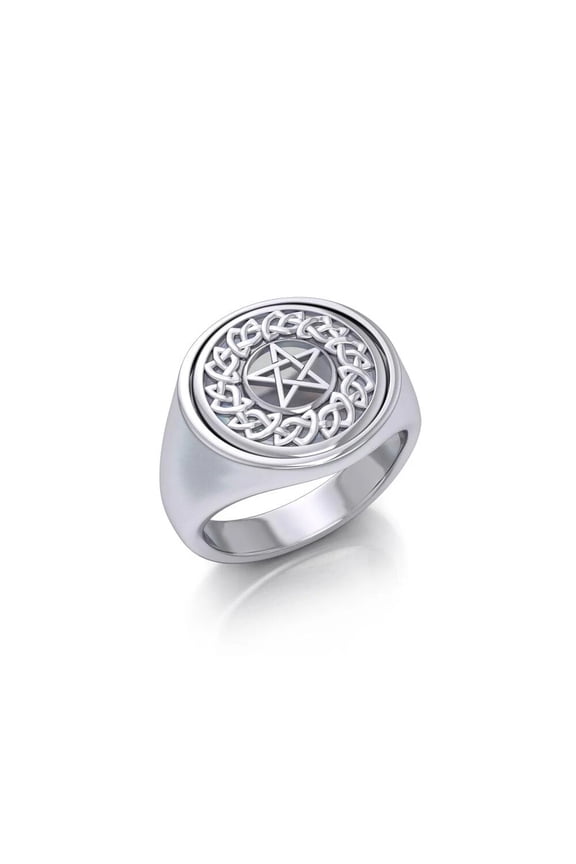 Pentacle Reversible Flip Ring 925 Sterling Silver Fine Pagan Wiccan Jewelry