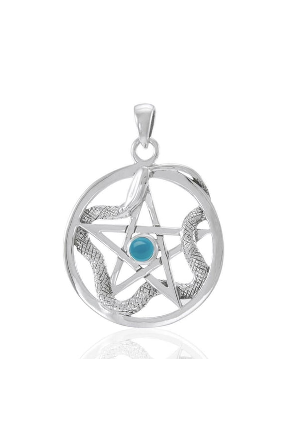 Pentacle Snake Serpent Pendant 925 Sterling Silver Totem Pagan Wiccan Jewelry