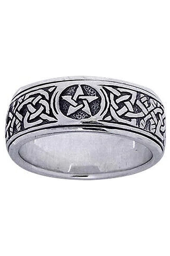 Pentacle Spinner Ring 925 Sterling Silver Fine Pagan Wiccan Spiritual Jewelry