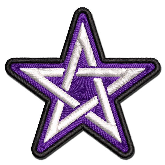 Pentacle Star Witch Wicca Occult Applique Multi-Color Embroidered Iron-On Patch - 2.0 Inch Mini
