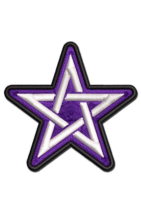 Pentacle Star Witch Wicca Occult Applique Multi-Color Embroidered Iron-On Patch - 3 Inch Medium
