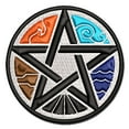 thumbnail image 1 of Pentacle Star of Elements Magical Talisman Symbol Applique Multi-Color Embroidered Iron-On Patch - 3.5 Inch Large, 1 of 5