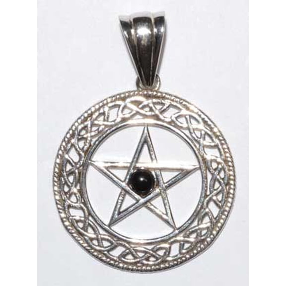 Pentacle black obsidian pendant