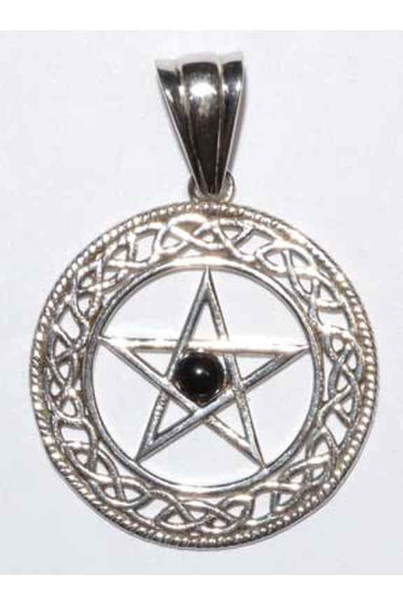 Pentacle black obsidian pendant