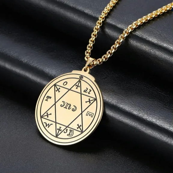 Pentacle of Jupiter Seal of Solomon Hexagram Stainless Steel Box Chain Necklace