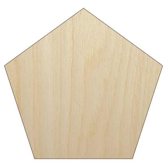 Pentagon Solid Wood Shape Unfinished Piece Cutout Craft DIY Projects - 4.70 Inch Size - 1/8 Inch Thick