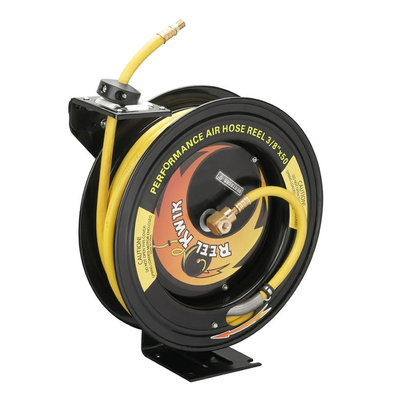 Pentagon Tools 3/8 300PSI Heavy Duty Retractable 100 Foot Air Hose & Reel Professional Grade Pentagon Tools 3/8 300PSI Heavy Duty Retractable 100 Foot Air Hose & Reel Professional Grade