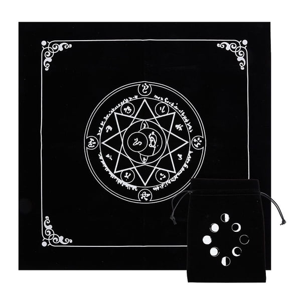 Pentagram Altar Cloth Kit Tapestry Tablecloth Pendulum Divination Spiritual Cloth with Tarot Card Bag Square Celestial Tarot Witchcraft Supplies