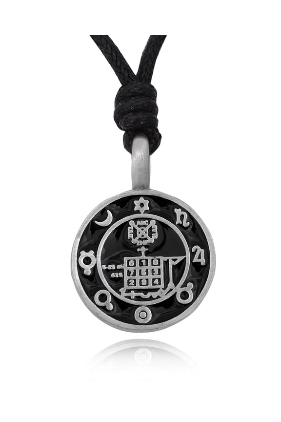 Pentagram Black Magic Spell Silver Pewter Charm Necklace Pendant Jewelry With Cotton Cord