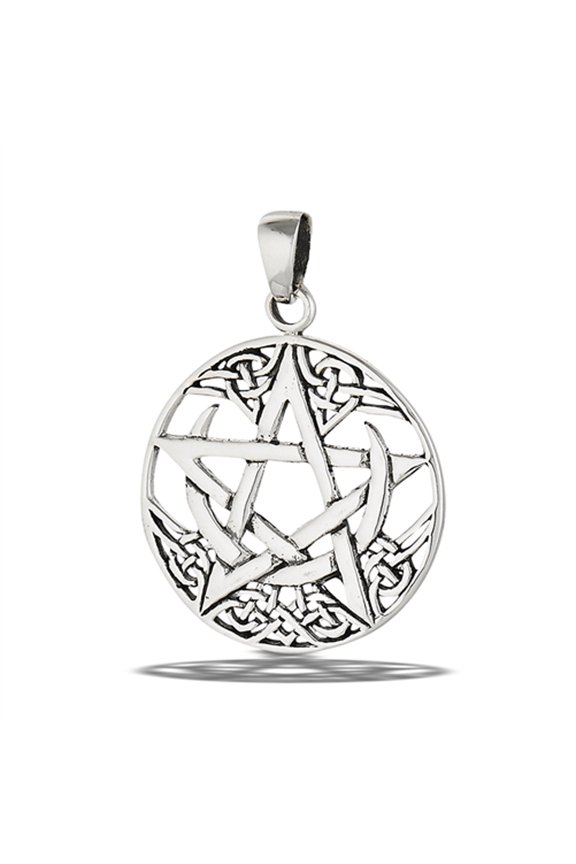 Pentagram Celtic Pendant .925 Sterling Silver Knot Star Circle Crescent Charm Jewelry Female Unisex
