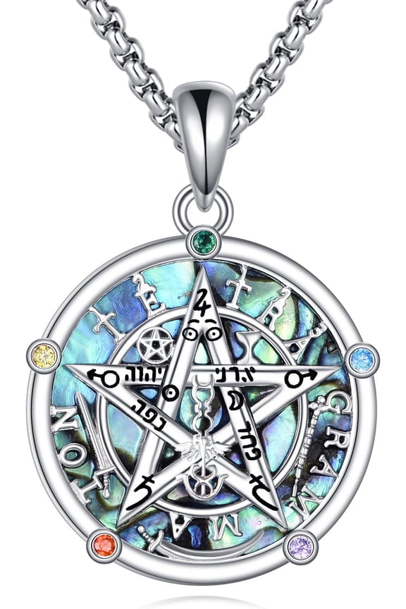 Pentagram Daisy Necklace for Women 925 Sterling Silver Birthstone Pentacle Pendant Necklace Pentacle Jewelry Birthday Gifts