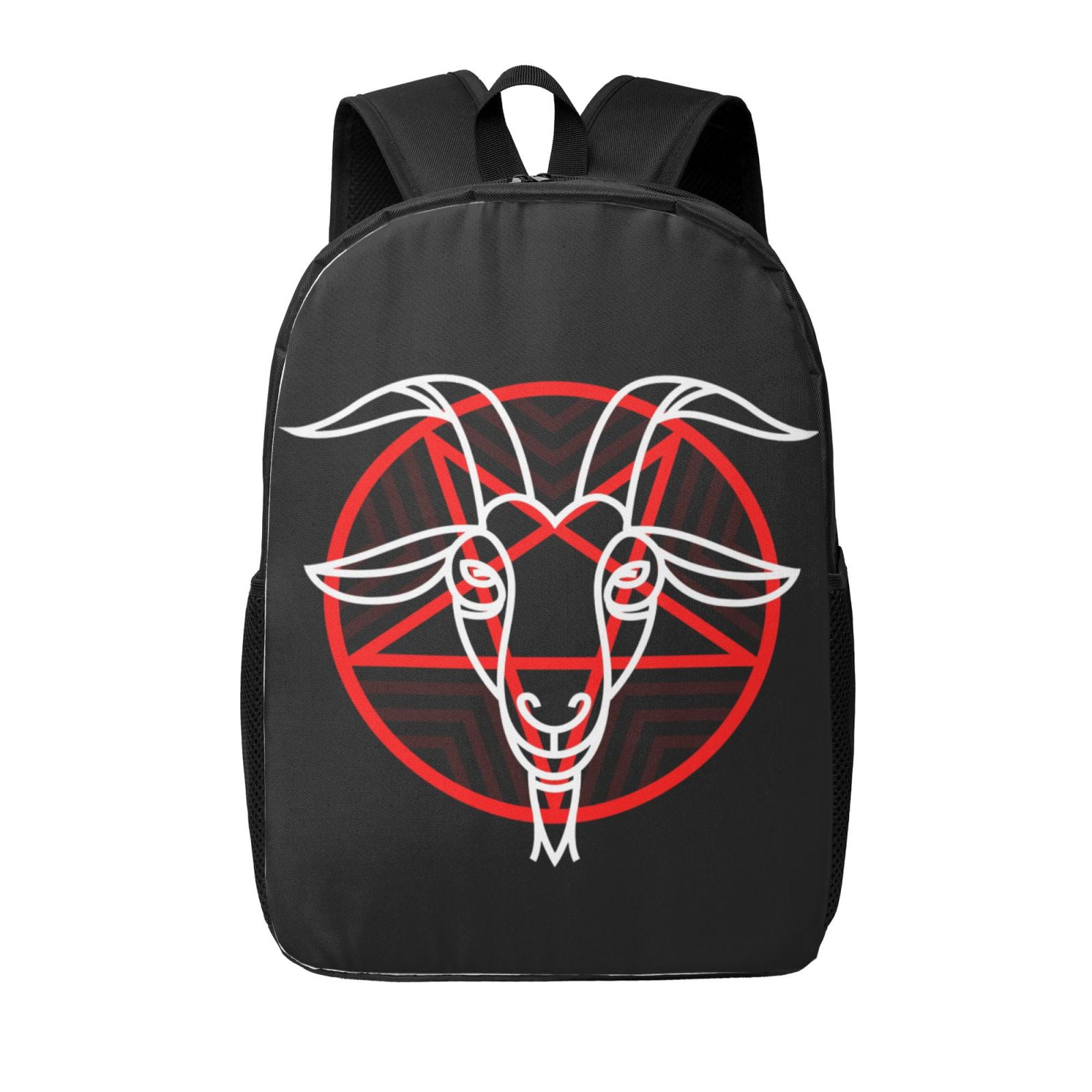 Pentagram with Demon Baphomet Satanic Goat Sports Black Backpack Laptop Backpack College Student Work Business Travel Computer Bags Casual Schoolbag Daypack for Women Men Gift Walmart