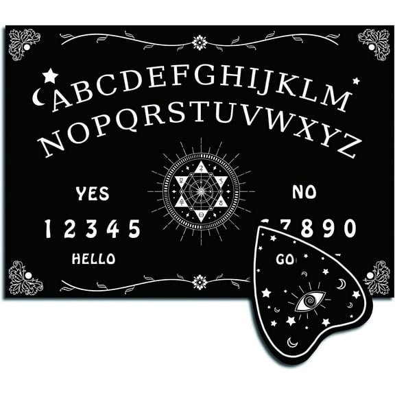 Pentagram Pendulum Board Wooden Talking Boards with Planchette Black Dowsing Divination Wood Spirit Board Game Kit Spirit Hunt Metaphysical Message for Wicca Pagan 11.8 x 8.3 Inch Black
