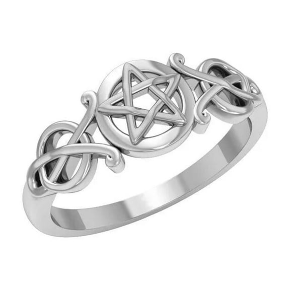Pentagram Pentacle 925 Sterling Silver Ring Fine Jewelry Wiccan Star Amulet