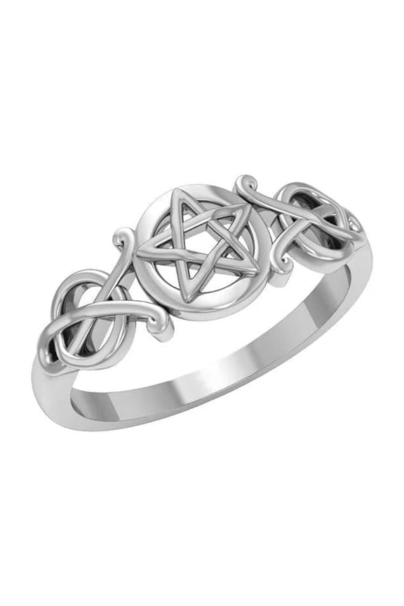 Pentagram Pentacle 925 Sterling Silver Ring Fine Jewelry Wiccan Star Amulet