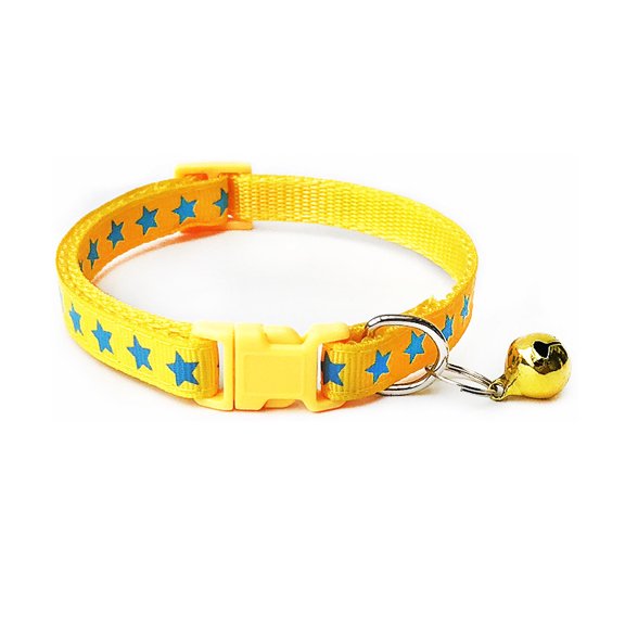 Pentagram & Reflective Cat Collar with Bell Basic Dog Cat Collar Buckle Adjustable Polyester Cat Dog Collar or Seatbelts