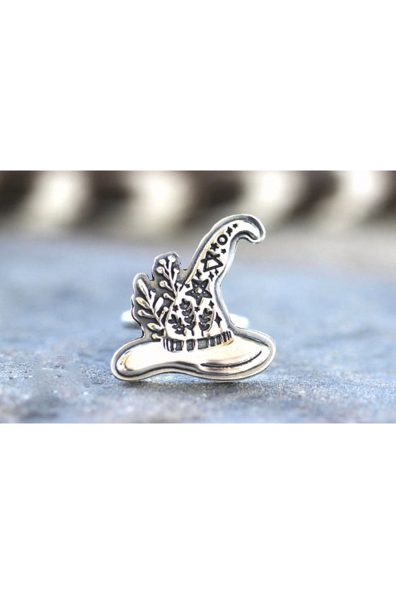 Pentagram Ring Sterling Silver Witch Hat Magic Ring Hand Forged Boho Style Spiritual Symbol Jewelry Unique Gift