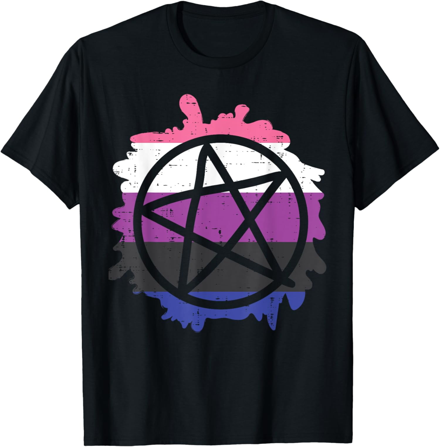 Pentagram Satanic Goth LGBTQ Genderfluid Flag NonBinary TShirt
