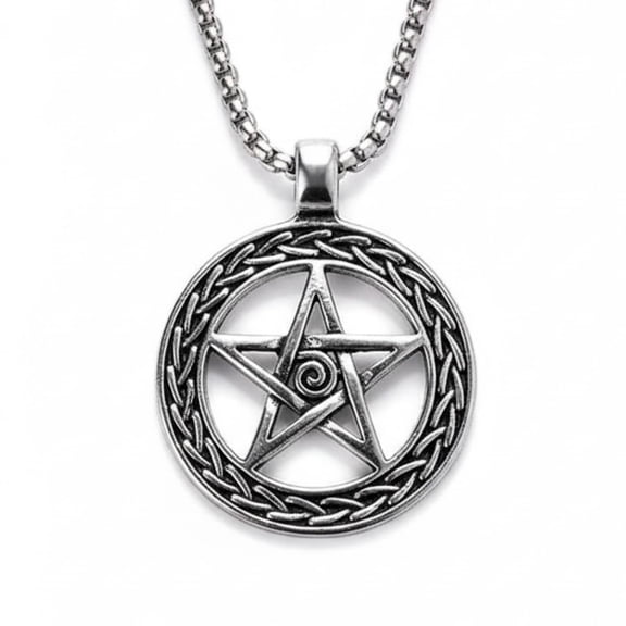 Pentagram Star Pendant Necklace for Men Women Pentacle Wicca Pagan Symbol Pendant Chain Gothic Occult Jewelry Daily Wear Casual Fashion Necklace Gift