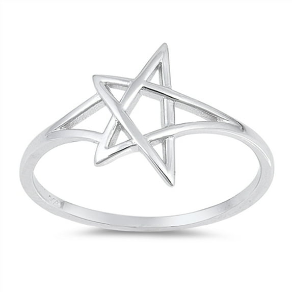 Pentagram Star Ring .925 Sterling Silver Criss Cross Knot Band Jewelry Female Male Unisex Size 9