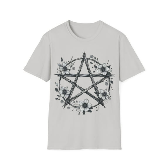 Pentagram Tee with Floral Design - Five Color Choices