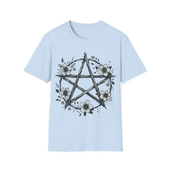Pentagram Tee with Floral Design - Five Color Choices