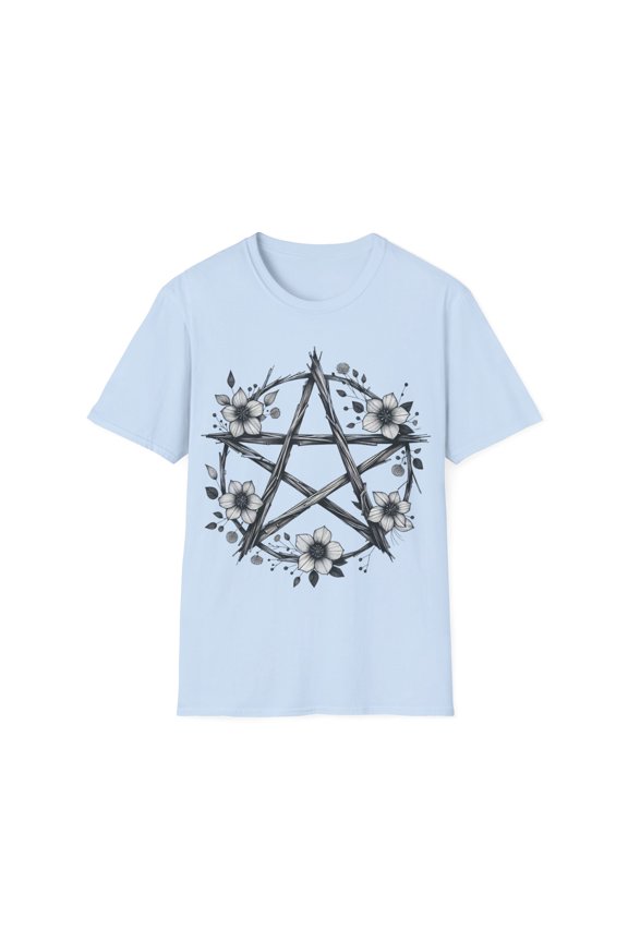 Pentagram Tee with Floral Design - Five Color Choices