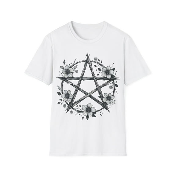 Pentagram Tee with Floral Design - Five Color Choices
