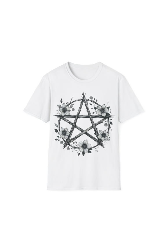 Pentagram Tee with Floral Design - Five Color Choices