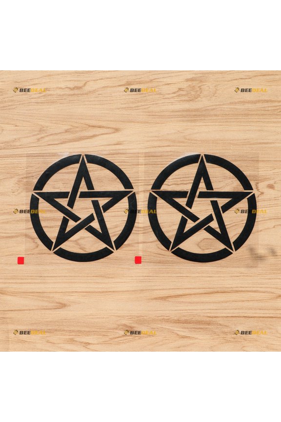 Pentagram Wiccan Pagan Star Decal Sticker Vinyl Roundel - 2 Pack Black, 6 Inches - for Car Boat Laptop