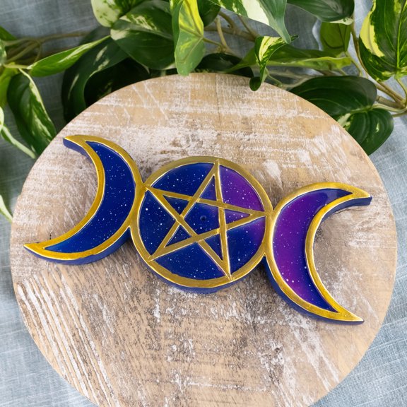 Down To Earth Pentagram and Moon Incense Burner