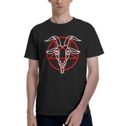 Pentagram with Demon Baphomet Satanic Goat Men's Athletic T Shirts Fashion Running Gym Workout Short Sleeve Tee Shirts for Men Women Small