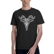 Pentagram with Demon Baphomet Satanic Goat Men's Athletic T Shirts Fashion Running Gym Workout Short Sleeve Tee Shirts for Men Women Small