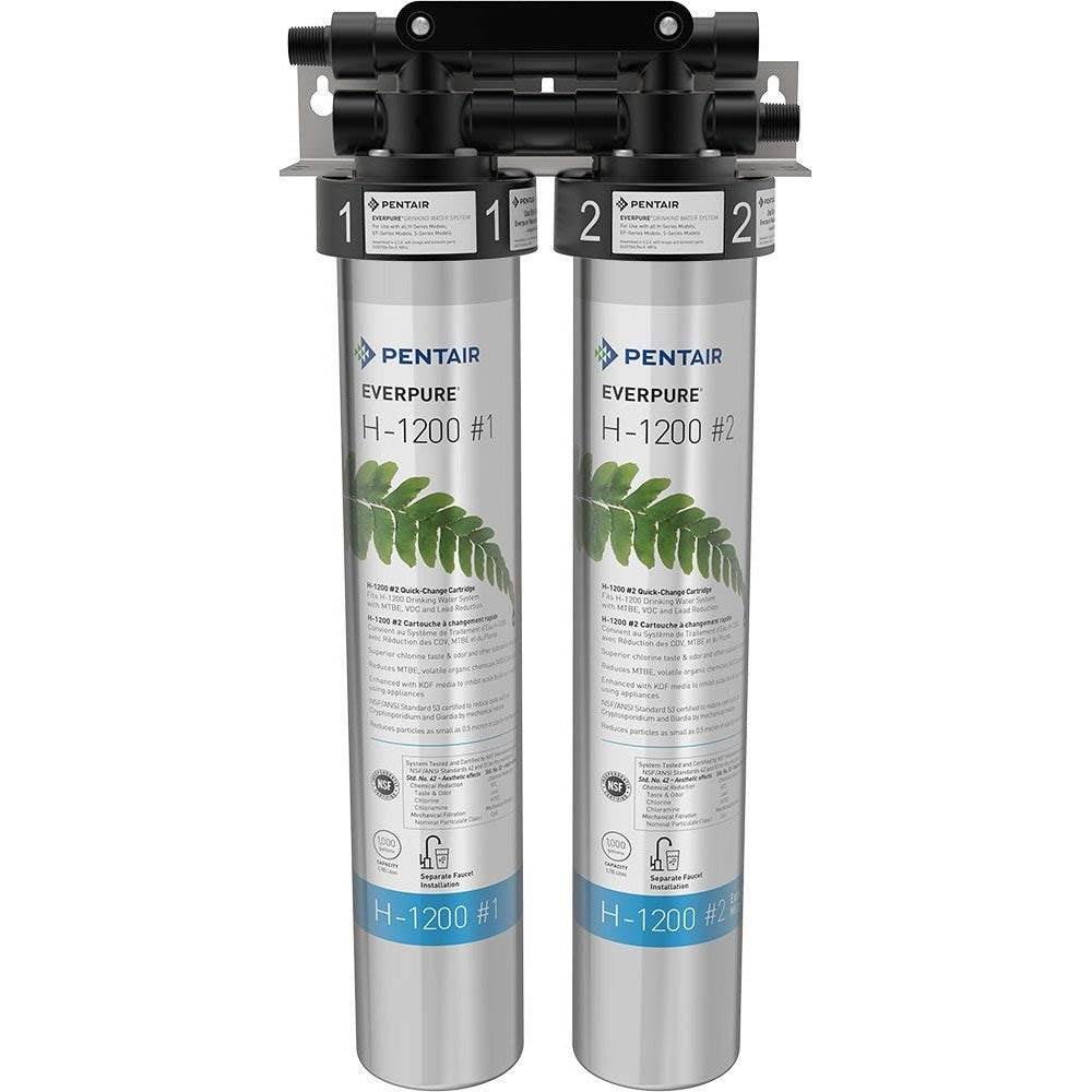 Pentair Everpure H-1200 EV928200 Undersink Drinking Water Dual Filter System