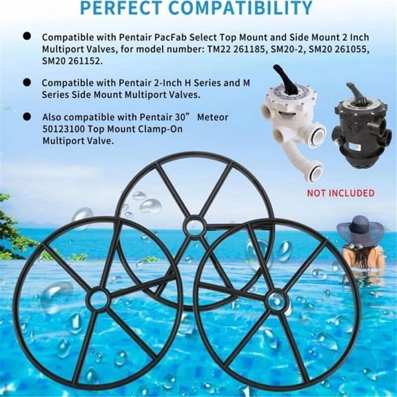 Pentair PacFab Valve Gasket Kit For SM20 261055 SM20 261152 TM22 261185, Replaces 271148, 3 Diverter Spider Gaskets, 1 Piece