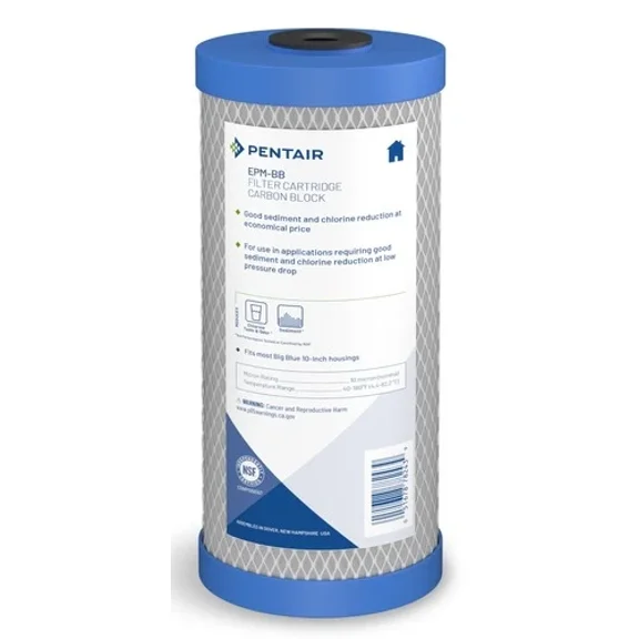 Pentair Pentek EPM-BB Big Blue Carbon Water Filter, 10-Inch, Whole House