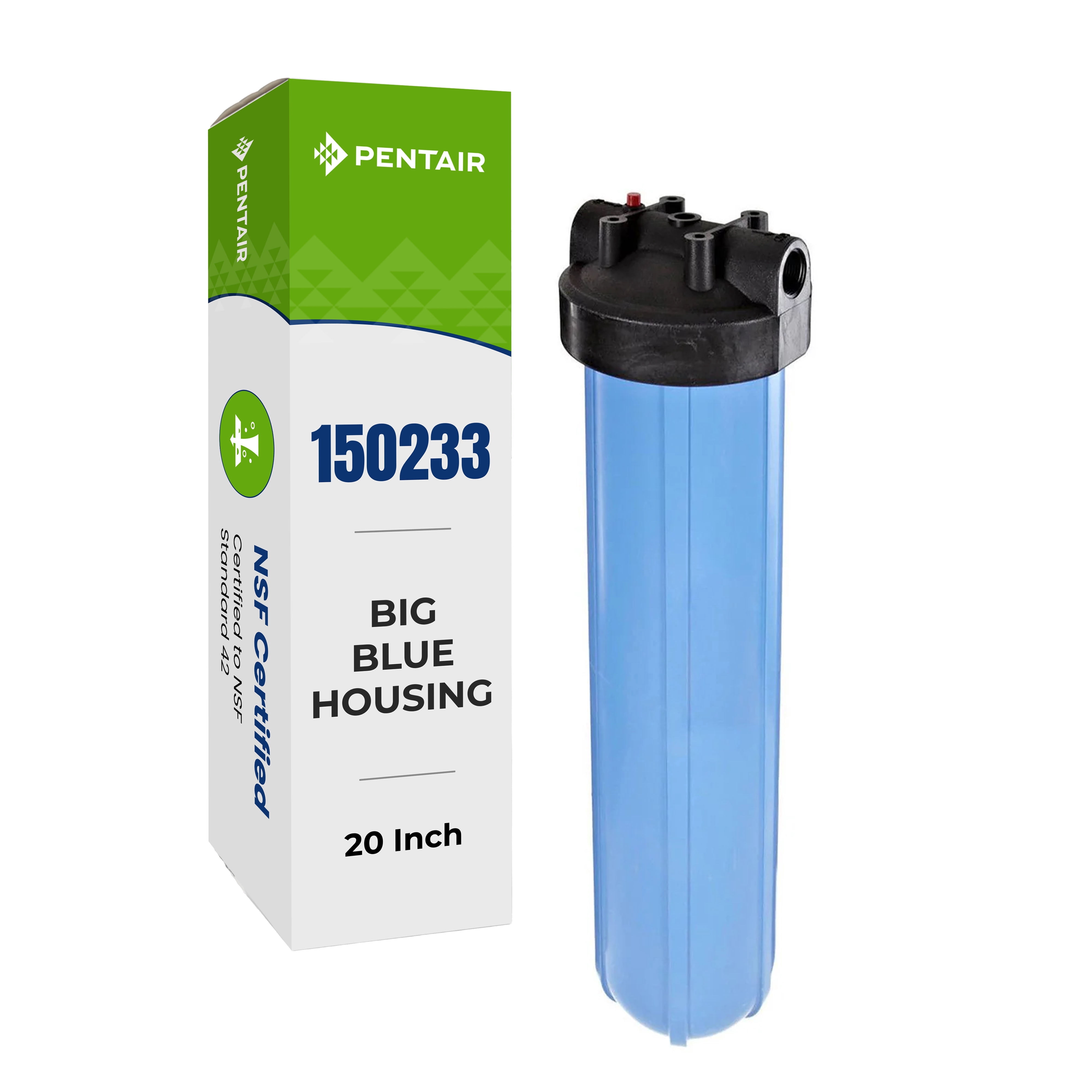 Pentair Pentek Big Blue 20" Whole House Water Filter Housing with Pressure Relief, 1" NPT Ports, 4.5" Cartridge, Model 150233, Blue/Black