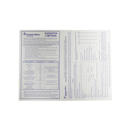 Pentair Water Pool and Spa Product Garantie Registration Card FR France