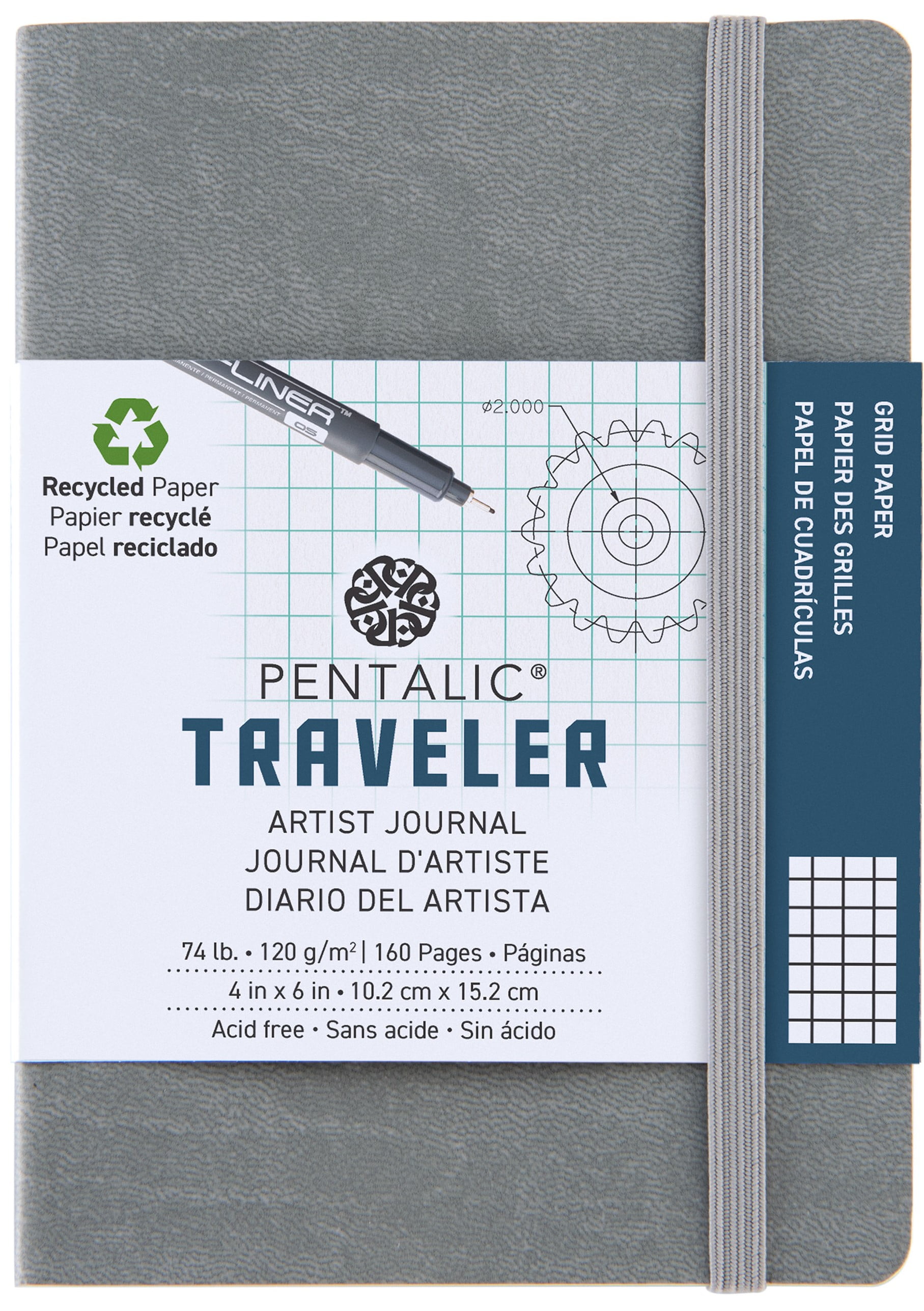 Pentalic 4" x 6" Gray Traveler Pocket Artist Journal, Drawing