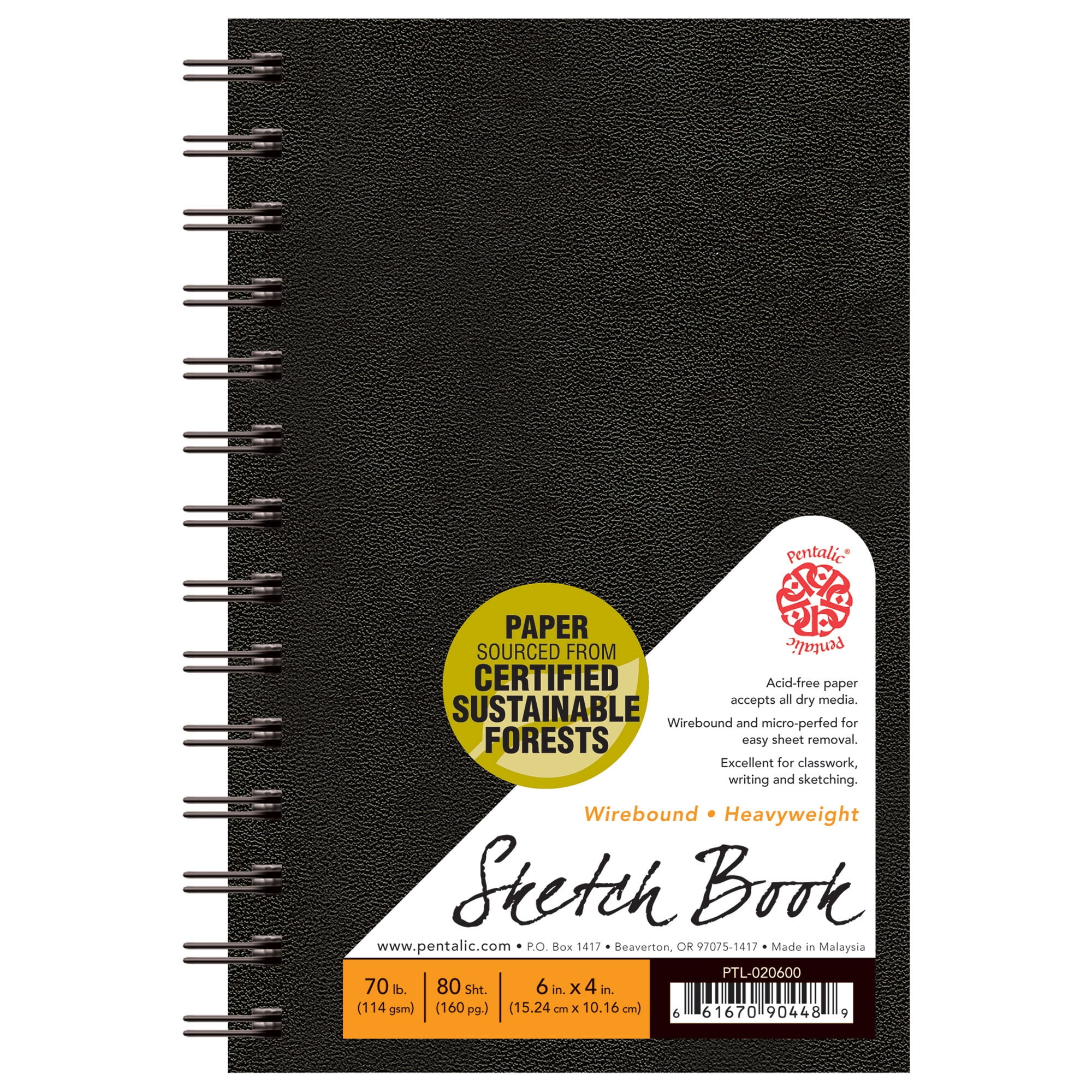 Pentalic 60 lb Utility Soft Cover Sketchbook - 8.5 x 5.5 Inch