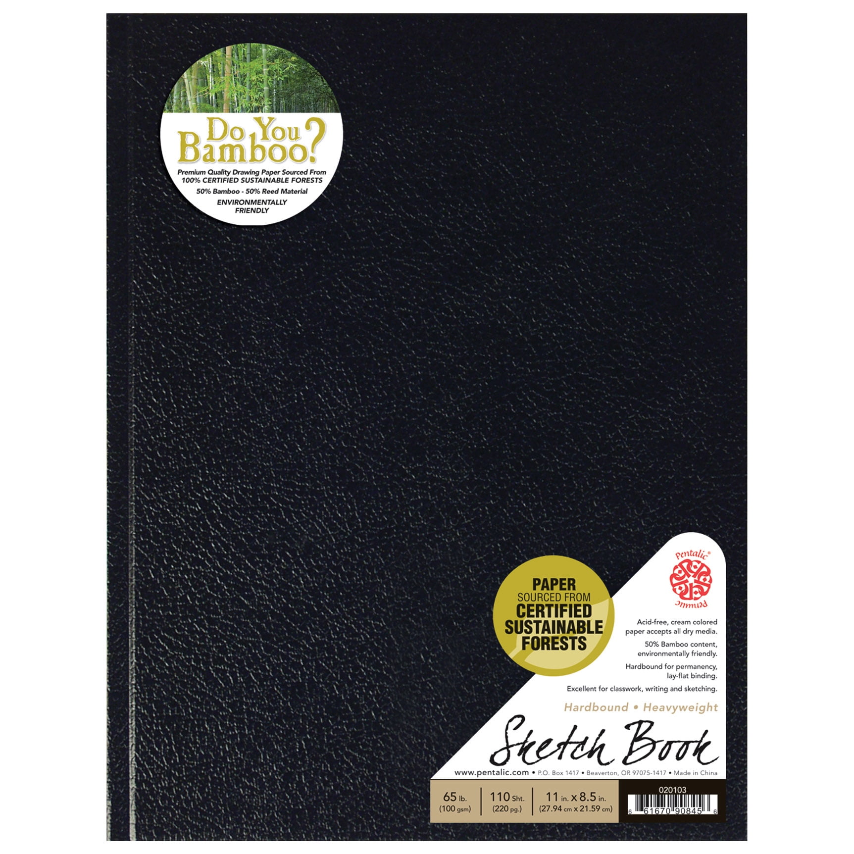 Pentalic 8.5" x 11" 65 lb. (110 gsm) Bamboo Sketchbook 220 page
